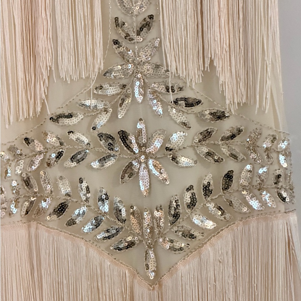 Sequin 1920 Flapper Gatsby Beaded Fringe Midi Dress Size M - Picture 9 of 14
